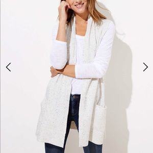 LOFT Speckled Pocket Open Sweater Vest